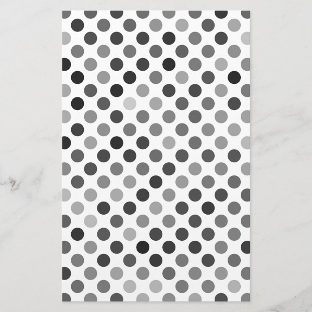 Monochrome Polka Dot Pattern (Black & White Dots) Stationery (Front)