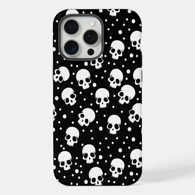 Monochrome Polka Dot Skull iPhone Case (Back)