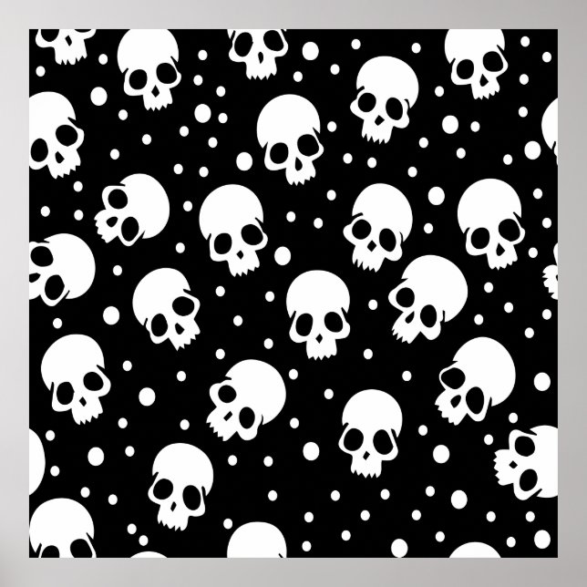 Monochrome Polka Dot Skull Poster (Front)