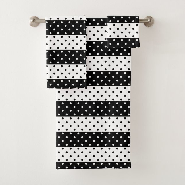 Monochrome Polka Dots Bath Towel Set (Insitu)
