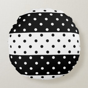 Monochrome Polka Dots Round Pillow