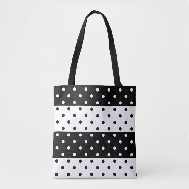 Monochrome Polka Dots Tote Bag (Front)