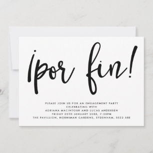 Monochrome ¡Por Fin! Engagement Party Invitation