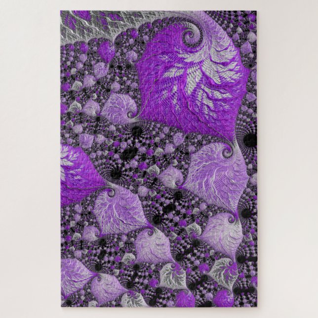 Monochrome Purple Fractal Art Jigsaw Puzzle (Vertical)