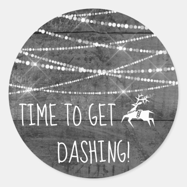 Monochrome Reindeer Icon Get Dashing Christmas Classic Round Sticker (Front)
