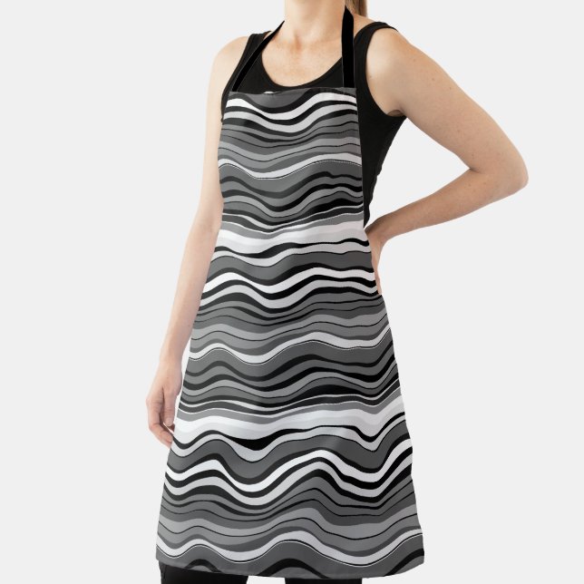 Monochrome Ripples Pattern Apron (Insitu)