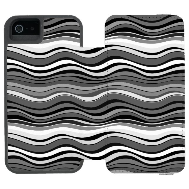 Monochrome Ripples Pattern Incipio iPhone Wallet Case (Folio Open)