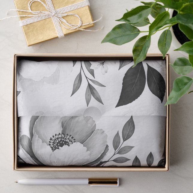 Monochrome Rose Tissue Paper (Gift)