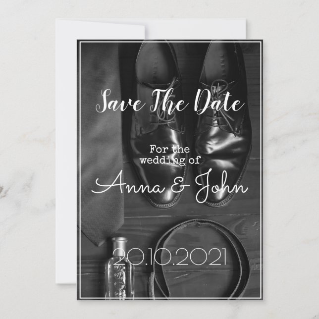 Monochrome Save the date Your Text Postcard Card (Front)