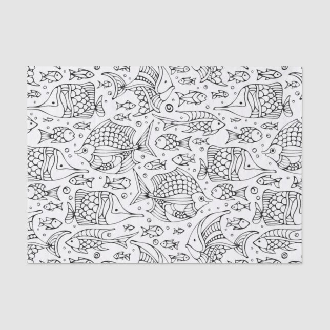 Monochrome School Of Fish Tissue Paper (Front)