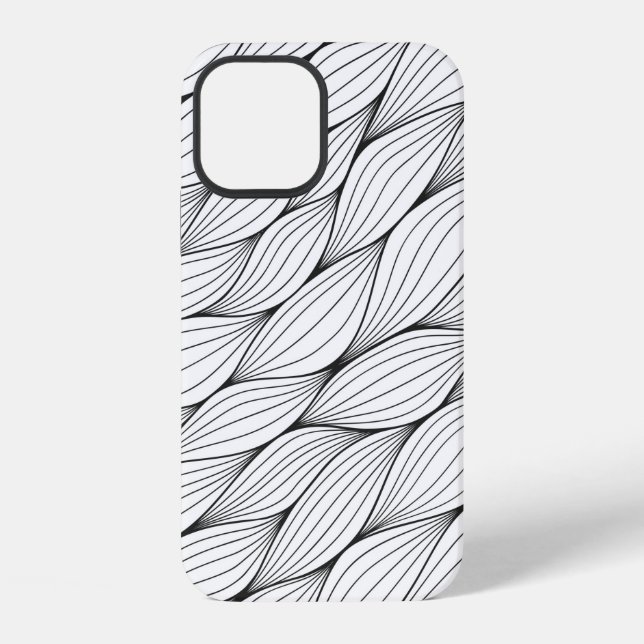 Monochrome seamless pattern with abstract curled w iPhone case (Back)