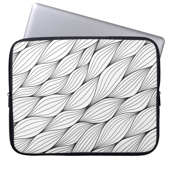 Monochrome seamless pattern with abstract curled w laptop sleeve (Front)