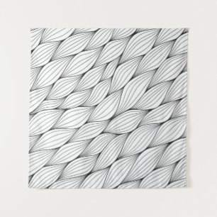 Monochrome seamless pattern with abstract curled w tapestry