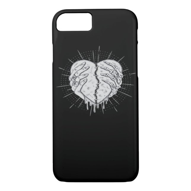 Monochrome Skeleton Hand With Heart Classic Case-Mate iPhone Case (Back)