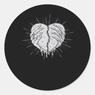 Monochrome Skeleton Hand With Heart Classic Classic Round Sticker