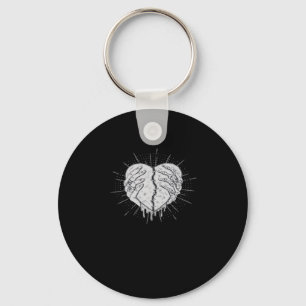 Monochrome Skeleton Hand With Heart Classic Keychain