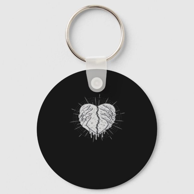 Monochrome Skeleton Hand With Heart Classic Keychain (Front)
