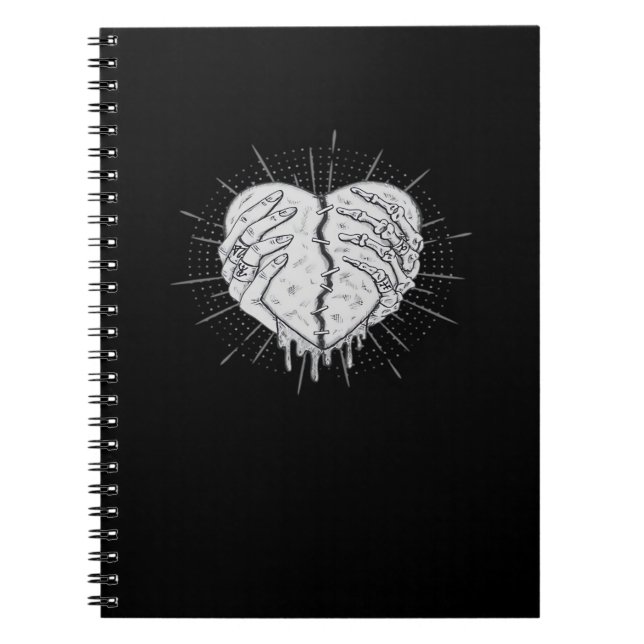 Monochrome Skeleton Hand With Heart Classic Notebook (Front)