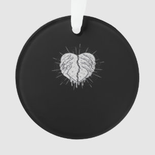 Monochrome Skeleton Hand With Heart Classic Ornament