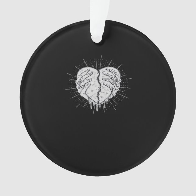 Monochrome Skeleton Hand With Heart Classic Ornament (Front)