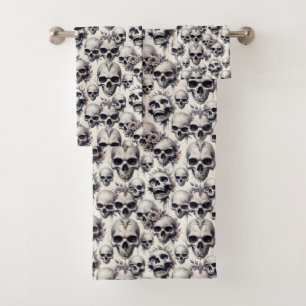 Monochrome Skulls Bath Towel Set