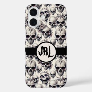 Monochrome Skulls iPhone 16 Case