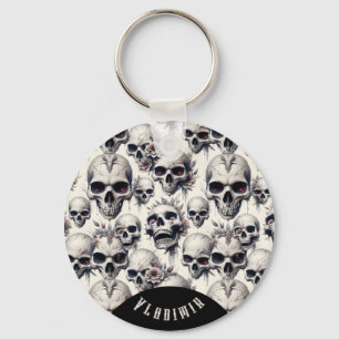 Monochrome Skulls Keychain