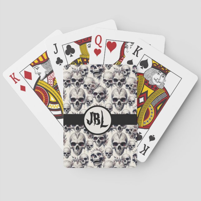 Monochrome Skulls Playing Cards (Back)