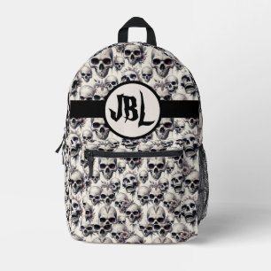 Monochrome Skulls Printed Backpack