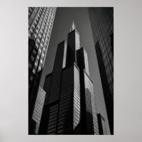 Monochrome Skyscraper Canyon Architectural Wall Ar