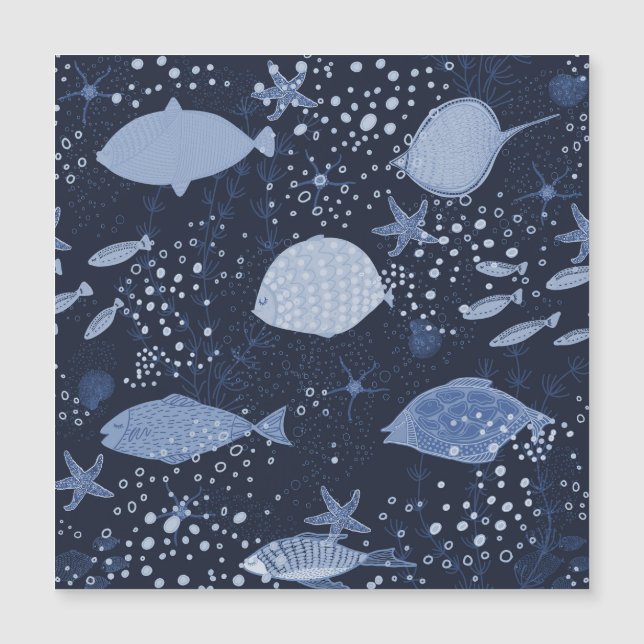 Monochrome sleeping fishes, dark pattern. (Front)