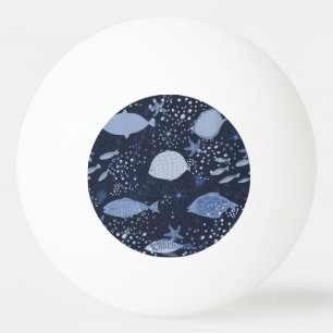 Monochrome sleeping fishes, dark pattern. ping pong ball