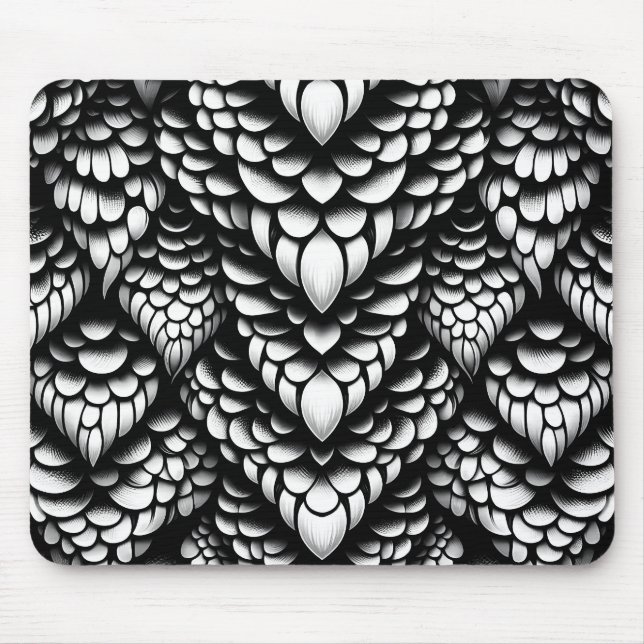 Monochrome Snake Scale Mouse Pad (Front)