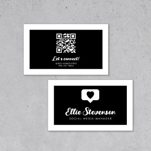 Monochrome Social Media Manager QR code Business Card
