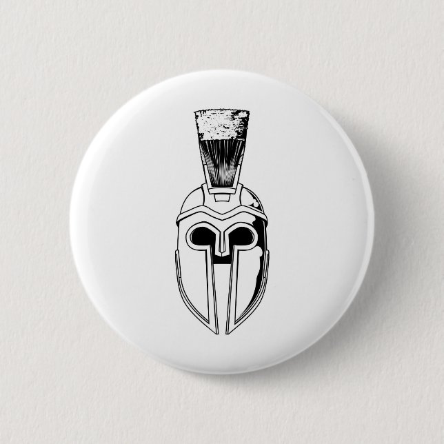 Monochrome Spartan helmet illustration 2 Inch Round Button (Front)