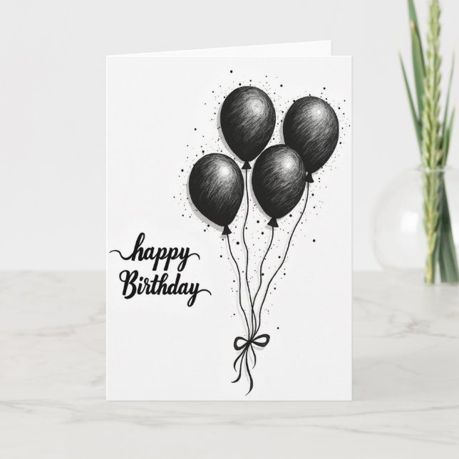 Monochrome Spheres Birthday Card (Front)