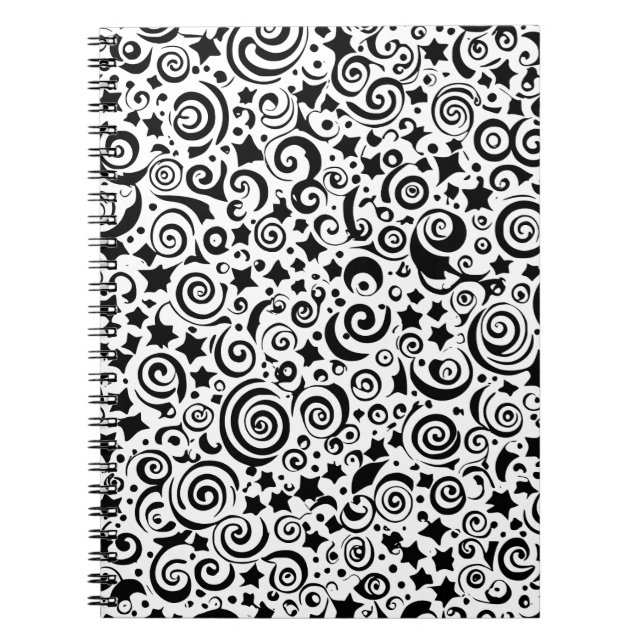 Monochrome Spiral Circles Notebook (Front)