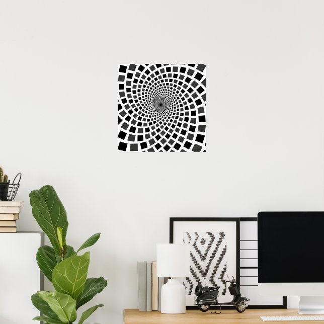 Monochrome Square Vortex Poster (Home Office)