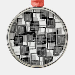 Monochrome Squares Metal Ornament