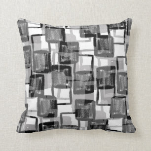 Monochrome Squares Throw Pillow