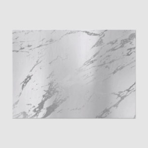 Monochrome Stone Silver Grey Metallic Marble Tissue Paper