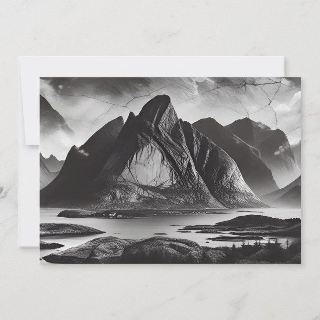 Monochrome Stone Wall with Rough Mountain Texture Invitation (Front)