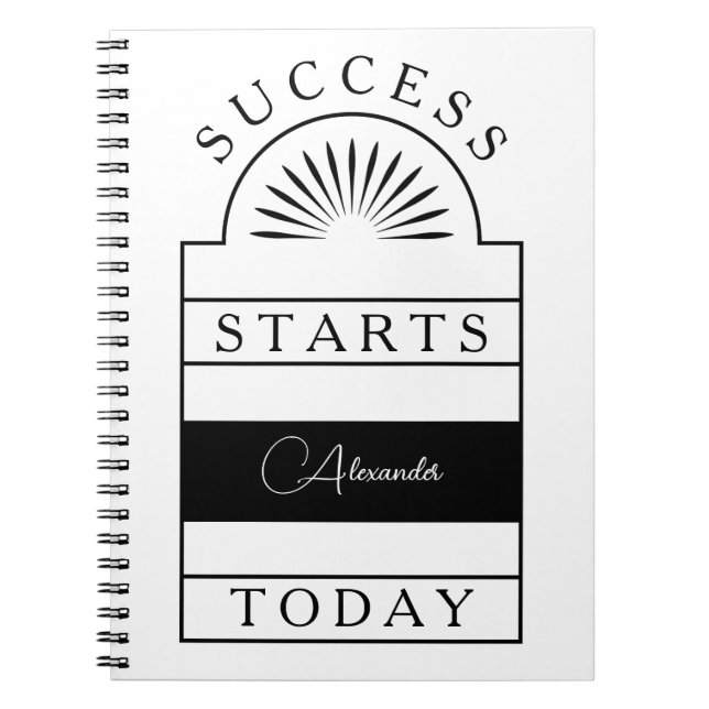  Monochrome Success Starts Here Notebook (Front)