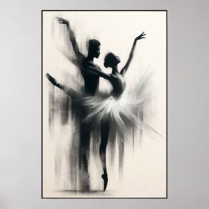 Monochrome Tango Embrace in Motion Poster