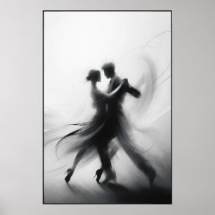 Monochrome Tango Embrace in Motion Poster