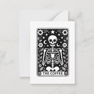 Monochrome "The Coffee" Skeleton Tarot Card