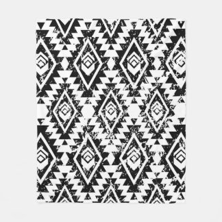 Monochrome tribal ethnic seamless pattern fleece blanket