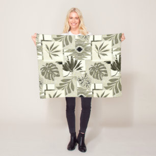 Monochrome tropical pattern. fleece blanket