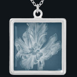 Monochrome Tulip II Silver Plated Necklace<br><div class="desc">Floral</div>