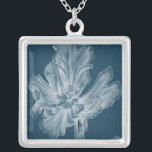 Monochrome Tulip II Silver Plated Necklace<br><div class="desc">Floral</div>